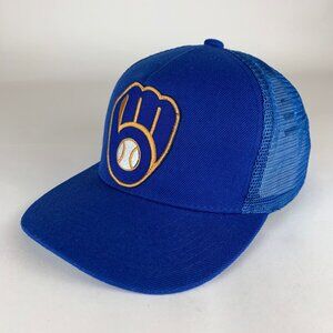 Milwaukee Brewers MLB Vintage Blue Snapback Trucker Hat